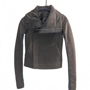 Rick Owens leather suede and wool asymmetrical jacket - 6